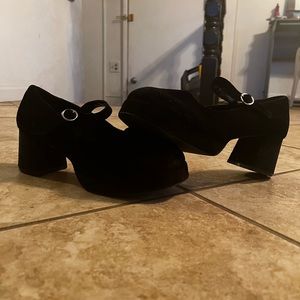 Black Velvet Mary Janes